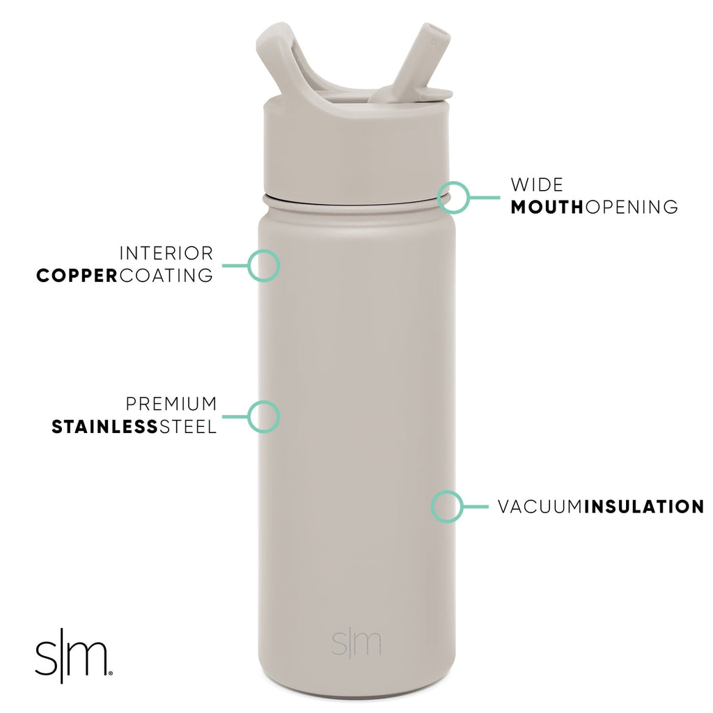 Simple Modern Summit Water Bottle Straw Lid Vacuum Insulated Stainless Steel Bottle | 18 fl oz C685G
