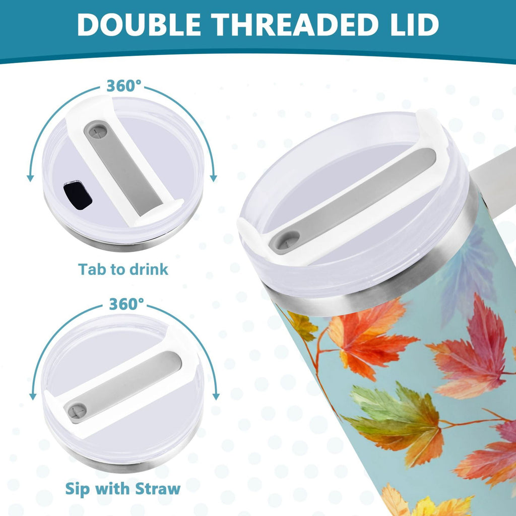 30 oz Insulated Stainless Steel Tumbler Double Wall Stainless Steel Tumbler with 2-Way Drinking Colorful Autumn Maple Leaves C616H