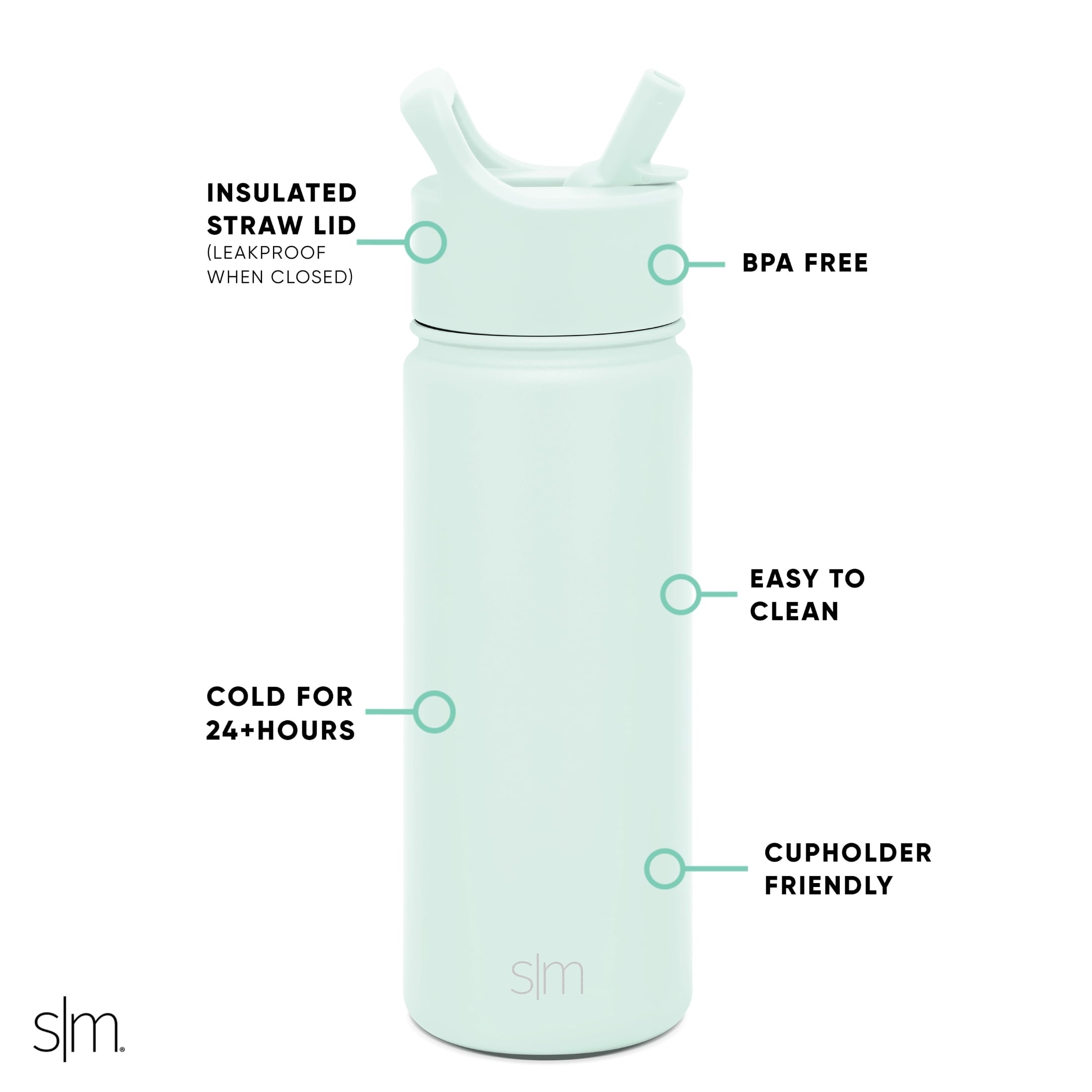 Simple Modern Summit Water Bottle Straw Lid Vacuum Insulated Stainless Steel Bottle | 18 fl oz C685G