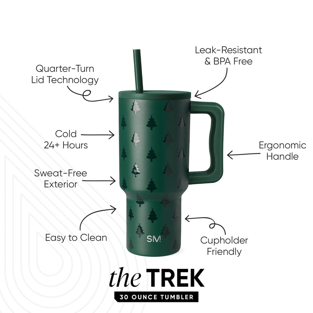 Simple Modern 30 fl oz Insulated Stainless Steel Trek Tumbler with Straw Lid | Seaglass Sage and Cream Checkmate C690C