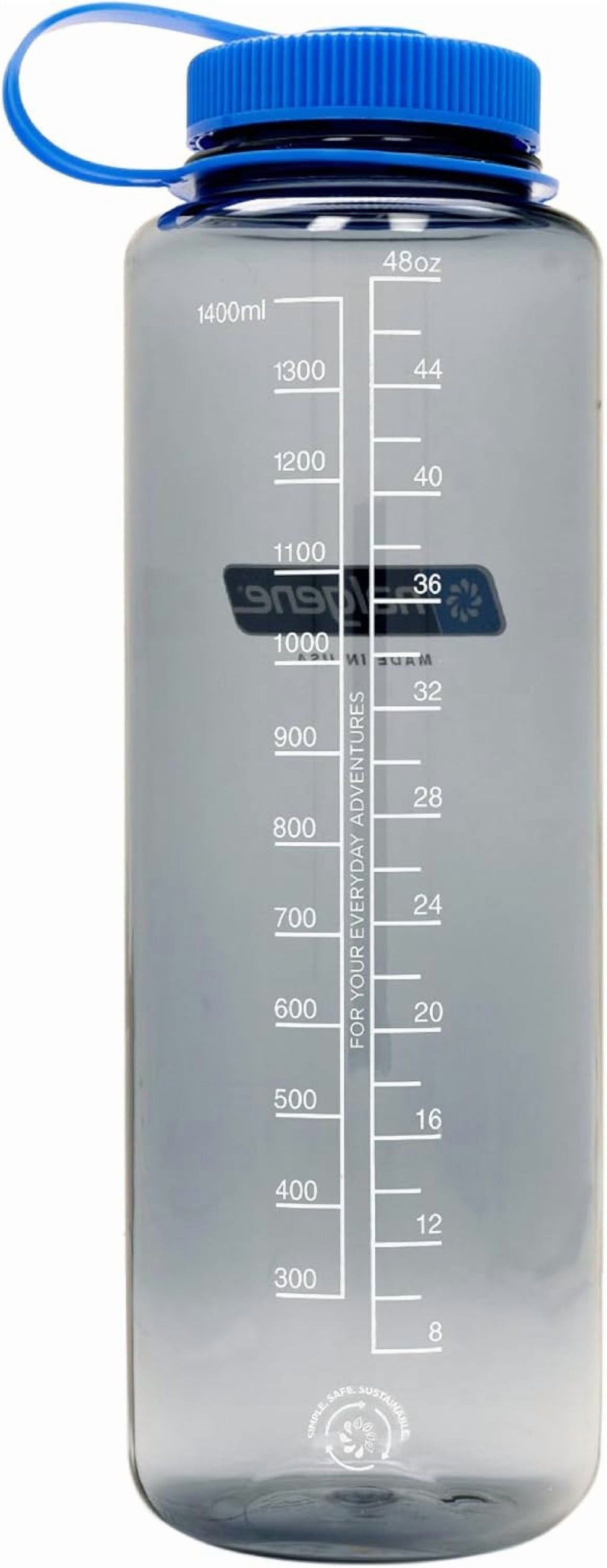 Nalgene Sustain Tritan BPA-Free Water  Made with Material Derived from 50% Plastic Waste (using ISCC certified mass balance), 48 OZ, Wide Mouth, Aubergine C148C