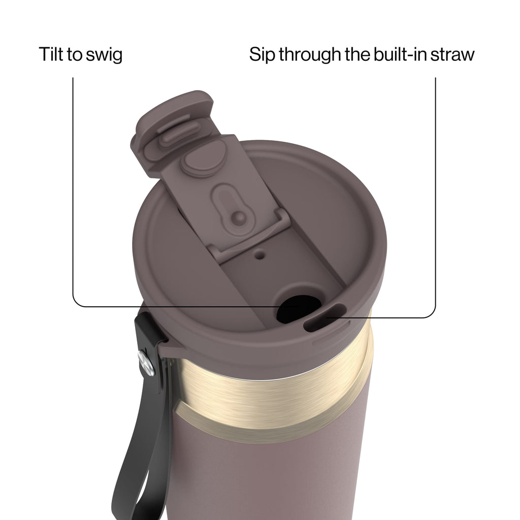 Contigo DualSip 24 oz Leakproof Insulated Water Bottle with Carrying Strap and 2-Way Lid C041V
