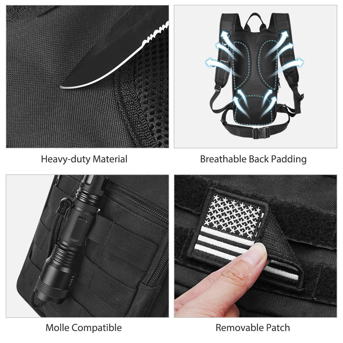 Brightify 17L Hydration Backpack with 3L TPU Water Bladder, Camel Backpack Hydration Pack for Hiking Hunting Climbing Cycling Biking Running, Molle Compatible Water Backpack for Men Women, Black C381K