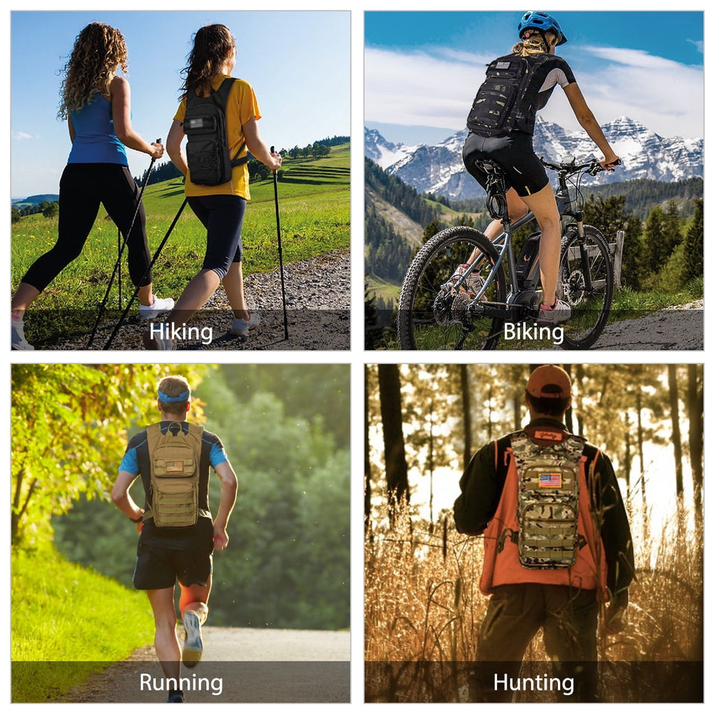 Brightify 17L Hydration Backpack with 3L TPU Water Bladder, Camel Backpack Hydration Pack for Hiking Hunting Climbing Cycling Biking Running, Molle Compatible Water Backpack for Men Women, Black C381K