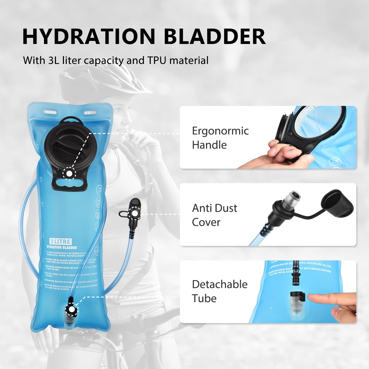 Brightify 17L Hydration Backpack with 3L TPU Water Bladder, Camel Backpack Hydration Pack for Hiking Hunting Climbing Cycling Biking Running, Molle Compatible Water Backpack for Men Women, Black C381K