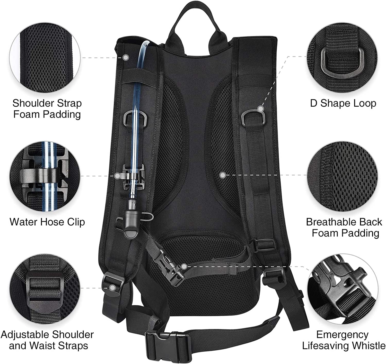 Brightify 17L Hydration Backpack with 3L TPU Water Bladder, Camel Backpack Hydration Pack for Hiking Hunting Climbing Cycling Biking Running, Molle Compatible Water Backpack for Men Women, Black C381K