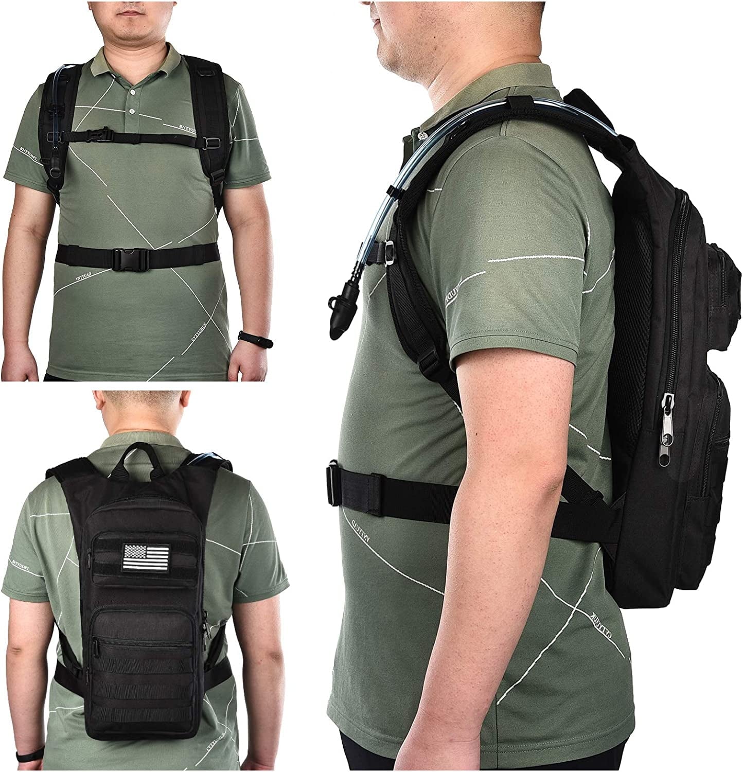 Brightify 17L Hydration Backpack with 3L TPU Water Bladder, Camel Backpack Hydration Pack for Hiking Hunting Climbing Cycling Biking Running, Molle Compatible Water Backpack for Men Women, Black C381K