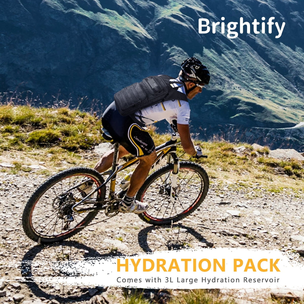 Brightify 17L Hydration Backpack with 3L TPU Water Bladder, Camel Backpack Hydration Pack for Hiking Hunting Climbing Cycling Biking Running, Molle Compatible Water Backpack for Men Women, Black C381K