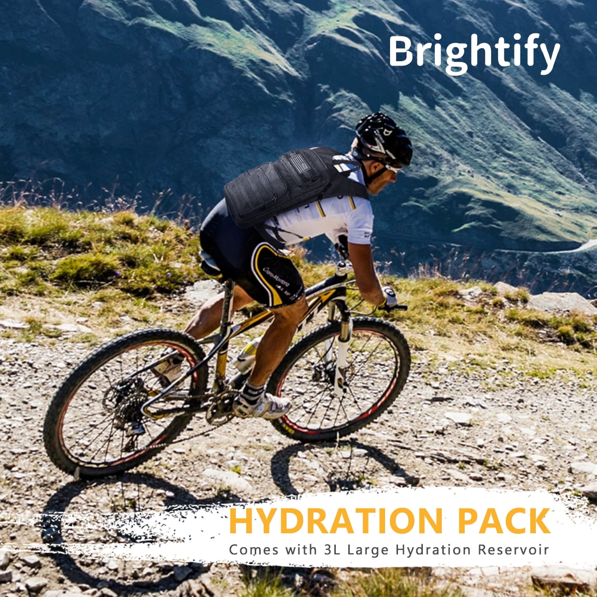Brightify 17L Hydration Backpack with 3L TPU Water Bladder, Camel Backpack Hydration Pack for Hiking Hunting Climbing Cycling Biking Running, Molle Compatible Water Backpack for Men Women, Black C381K