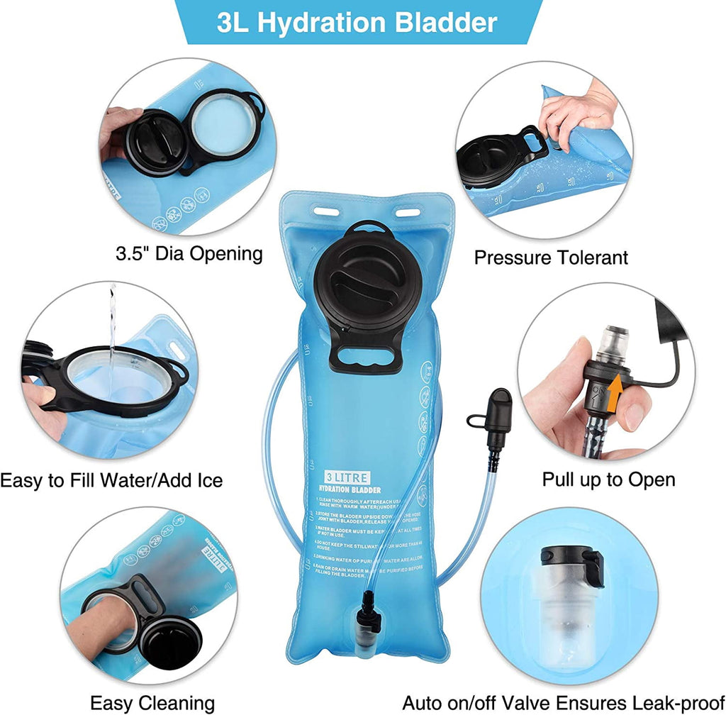 Brightify 17L Hydration Backpack with 3L TPU Water Bladder, Camel Backpack Hydration Pack for Hiking Hunting Climbing Cycling Biking Running, Molle Compatible Water Backpack for Men Women, Black C381K