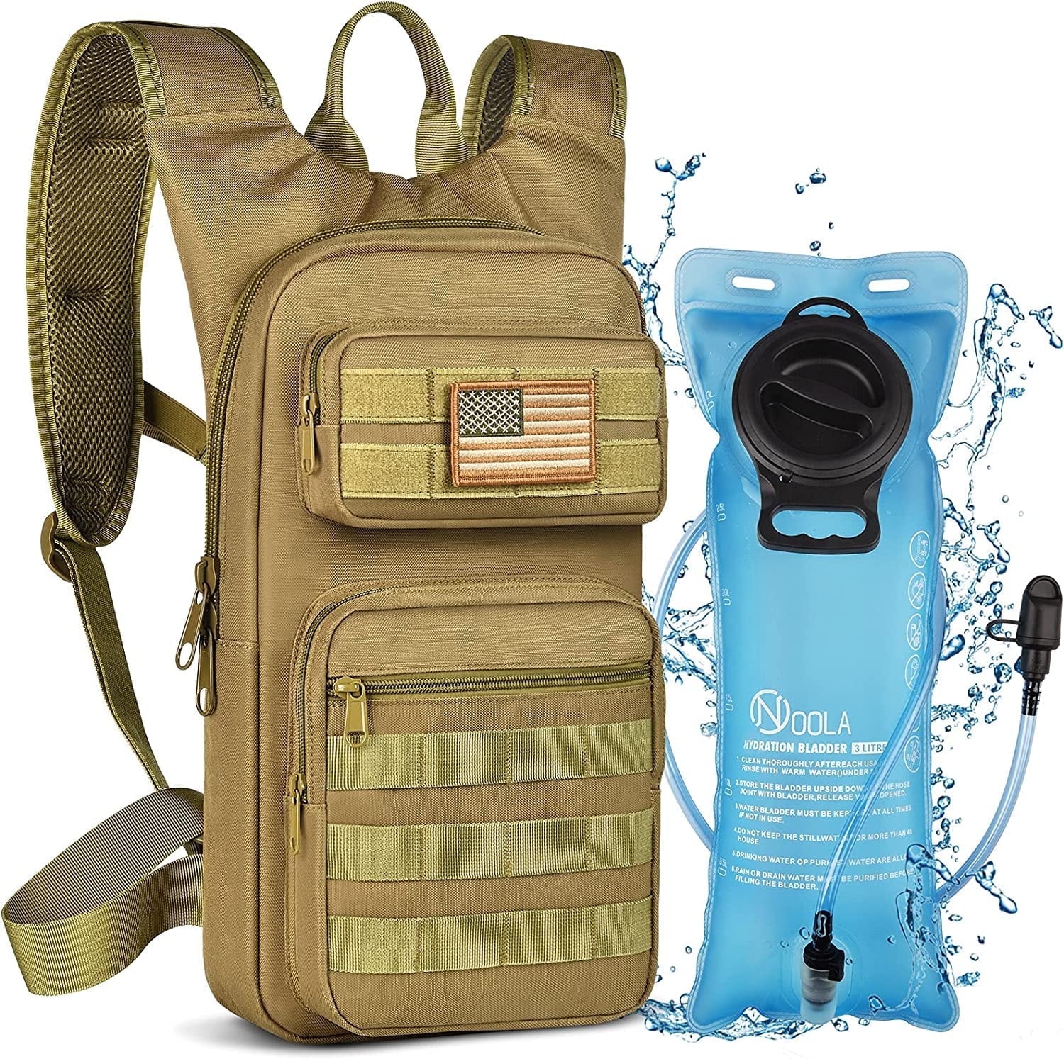 Brightify 17L Hydration Backpack with 3L TPU Water Bladder, Camel Backpack Hydration Pack for Hiking Hunting Climbing Cycling Biking Running, Molle Compatible Water Backpack for Men Women, Black C381K