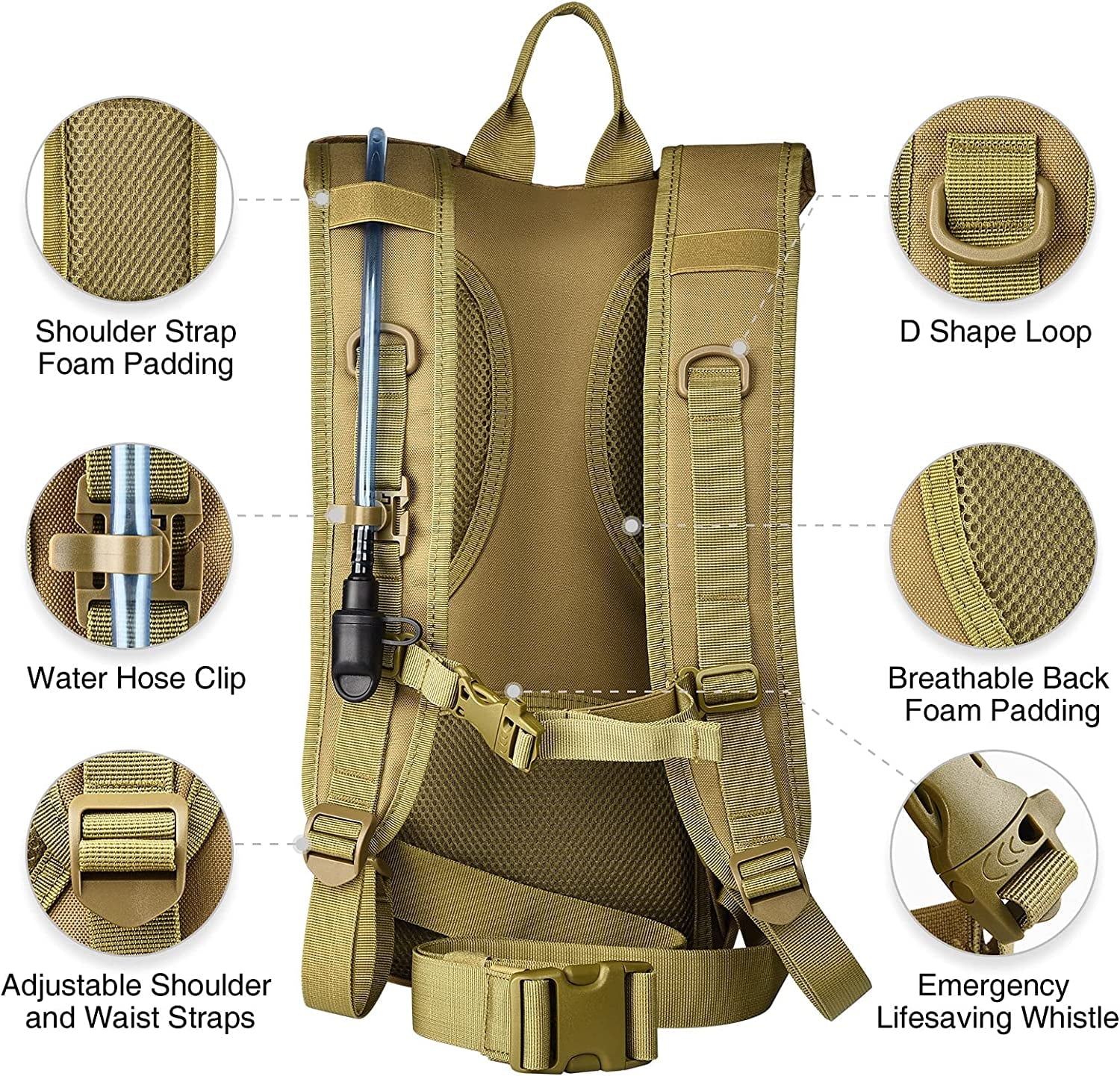 Brightify 17L Hydration Backpack with 3L TPU Water Bladder, Camel Backpack Hydration Pack for Hiking Hunting Climbing Cycling Biking Running, Molle Compatible Water Backpack for Men Women, Black C381K