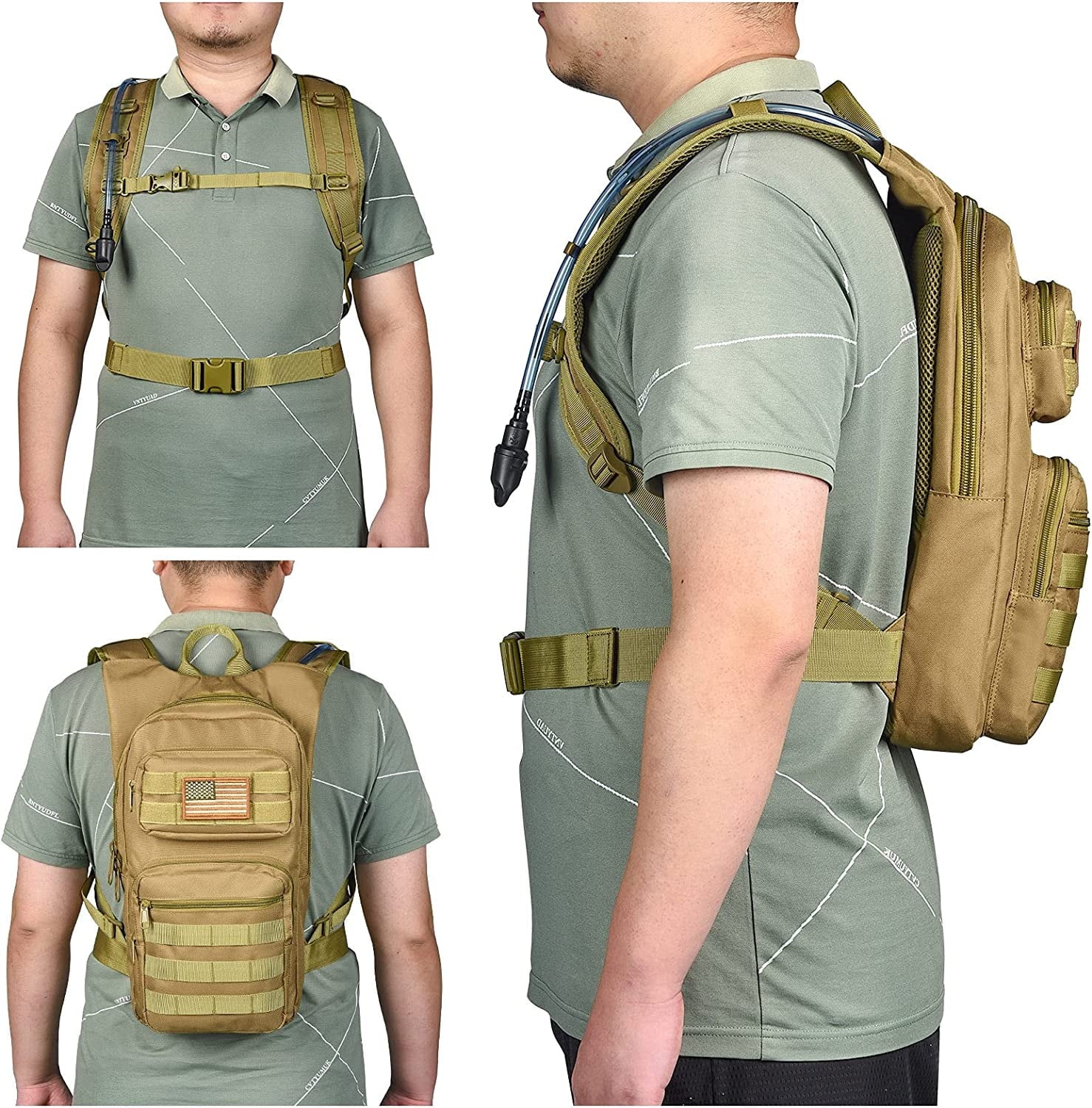 Brightify 17L Hydration Backpack with 3L TPU Water Bladder, Camel Backpack Hydration Pack for Hiking Hunting Climbing Cycling Biking Running, Molle Compatible Water Backpack for Men Women, Black C381K