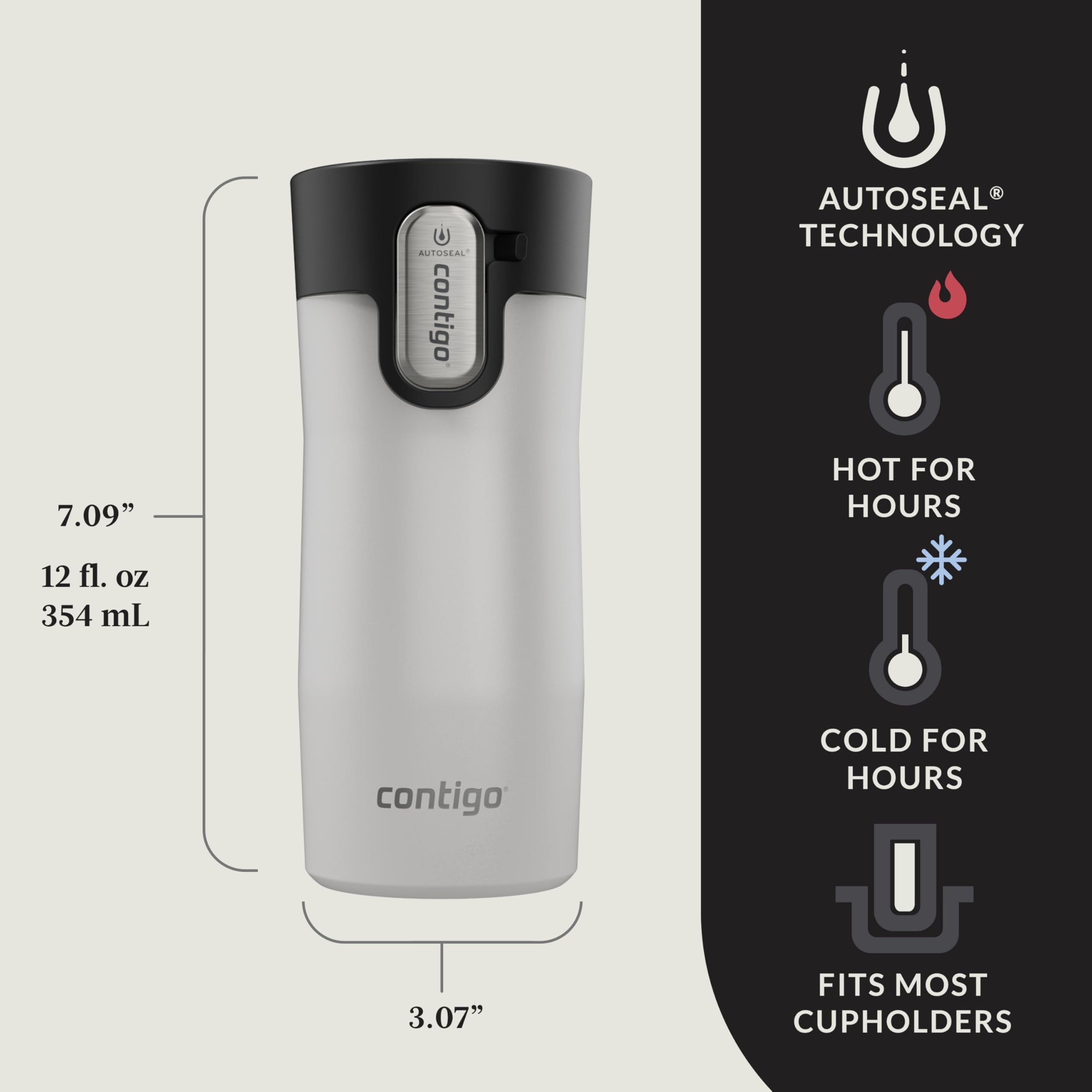 Contigo AUTOSEAL West Loop Vacuum-Insulated Stainless Steel Travel Mug with Easy-Clean Lid, 12oz C055C