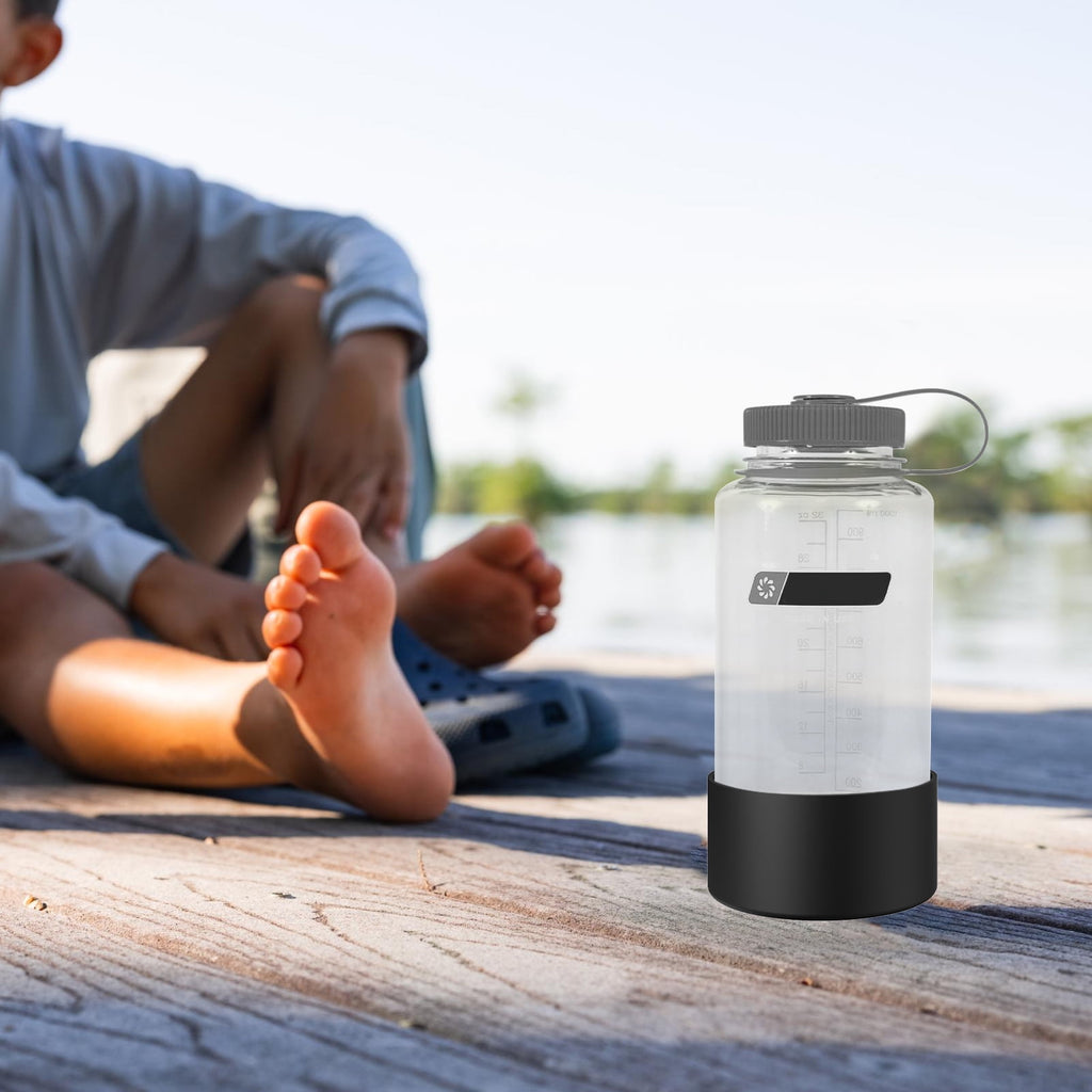 Linkidea 2 Pack Water Bottle Boot Compatible with Nalgene Sustain Wide Mouth 32oz/48oz, Narrow Mouth 32oz, Silicone Anti-Slip Bottle Bottom Bumper Protector (Black) C218M