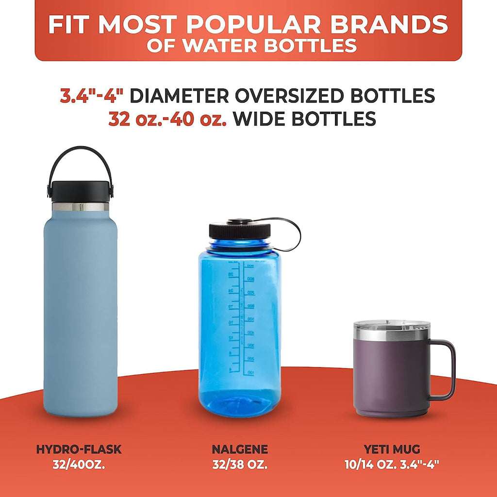 Cup Holder Expander - Fits Hydro Flasks 32/40 oz, Nalgene,  &amp; Large Bottles up to 3.8  Wide - for  up to 3.2  Wide - Black C226Z
