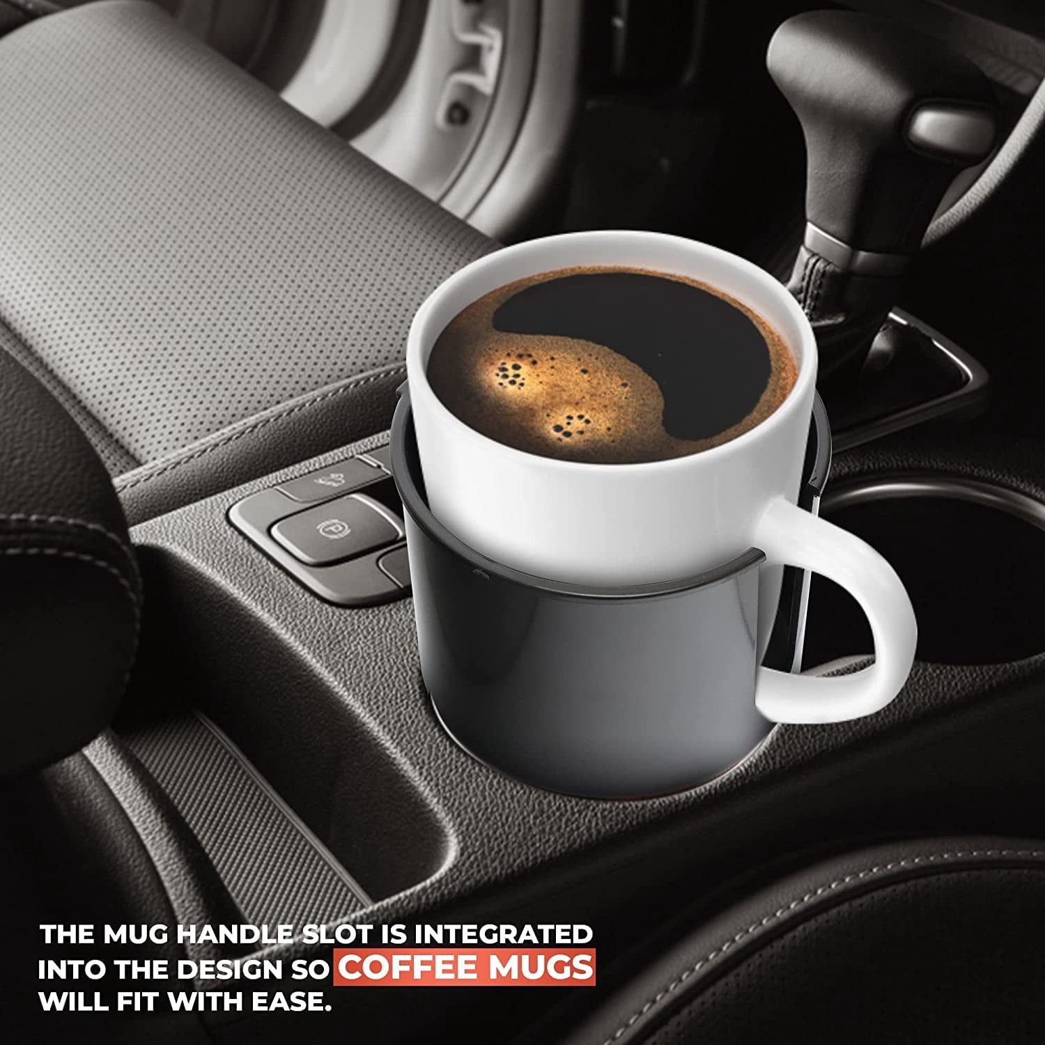 Cup Holder Expander - Fits Hydro Flasks 32/40 oz, Nalgene,  &amp; Large Bottles up to 3.8  Wide - for  up to 3.2  Wide - Black C226Z