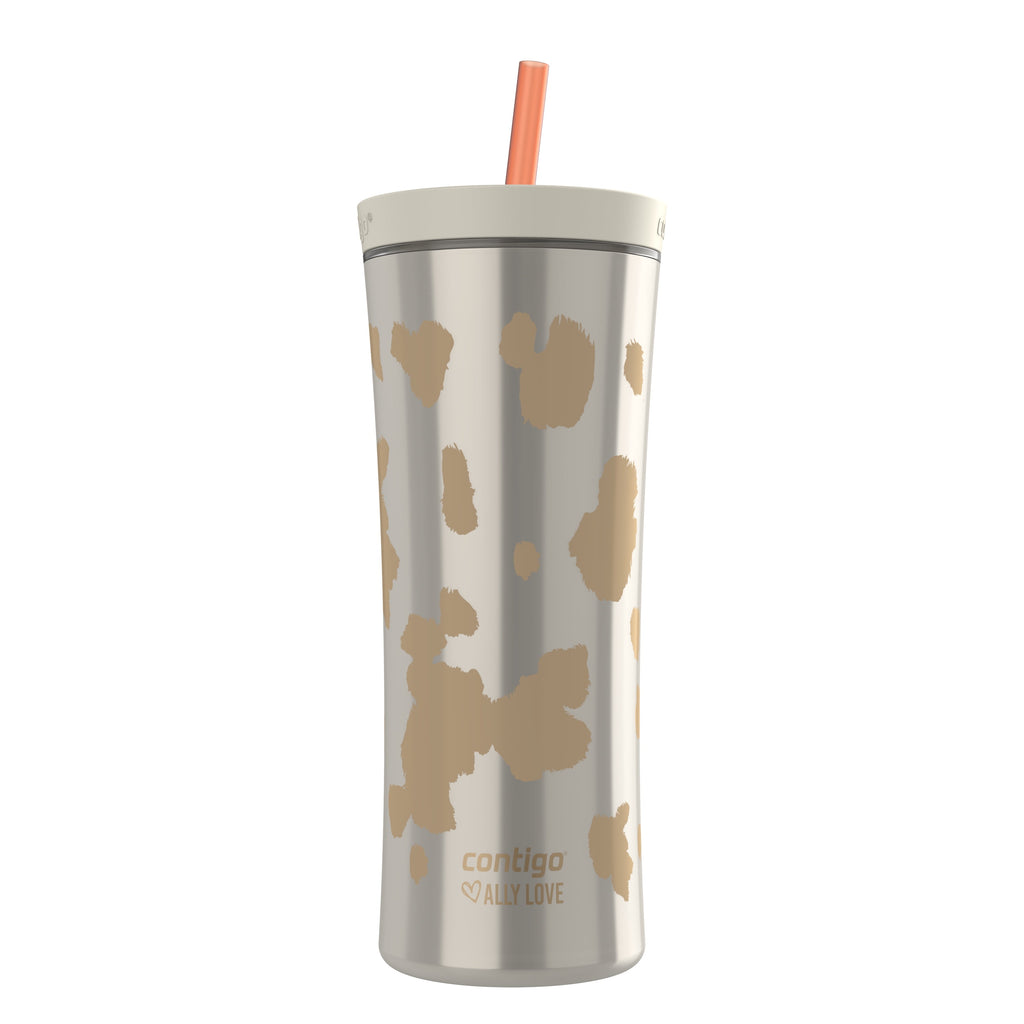 Contigo 20oz Shake &amp; Go Tumbler, Plastic with Straw, Oatmilk Cowhide Couture C120V