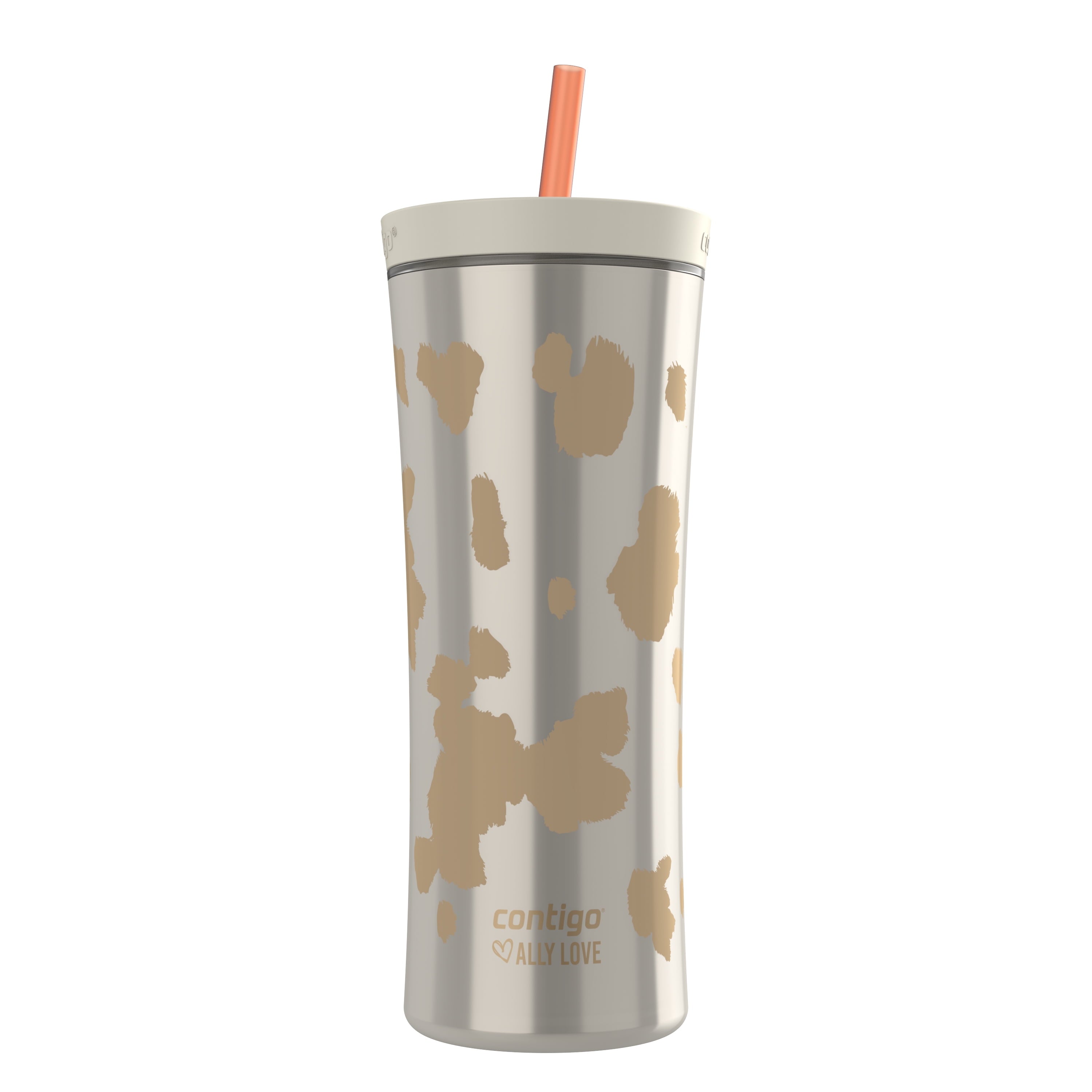 Contigo 20oz Shake &amp; Go Tumbler, Plastic with Straw, Oatmilk Cowhide Couture C120V