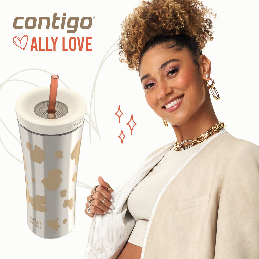Contigo 20oz Shake &amp; Go Tumbler, Plastic with Straw, Oatmilk Cowhide Couture C120V