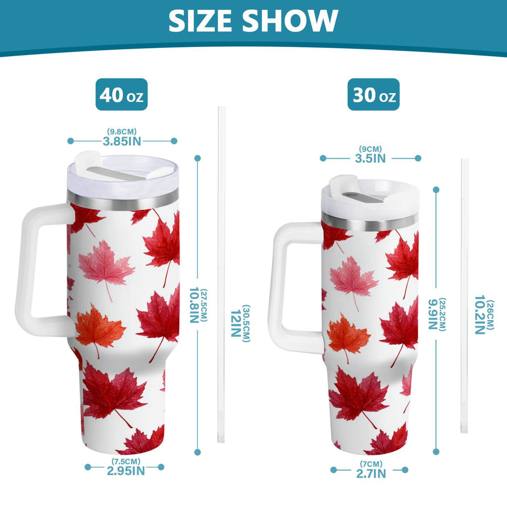 30 oz Insulated Stainless Steel Tumbler Double Wall Stainless Steel Tumbler with 2-Way Drinking Vibrant Red Maple Leaves C454Z