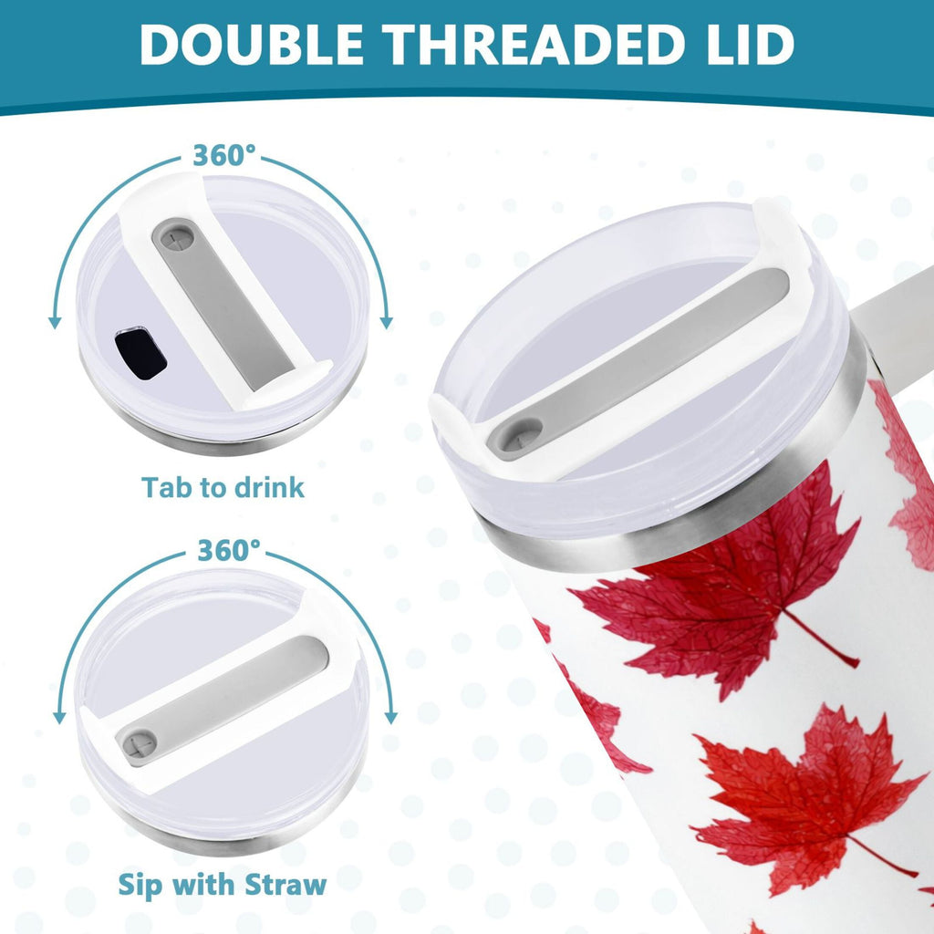 30 oz Insulated Stainless Steel Tumbler Double Wall Stainless Steel Tumbler with 2-Way Drinking Vibrant Red Maple Leaves C454Z