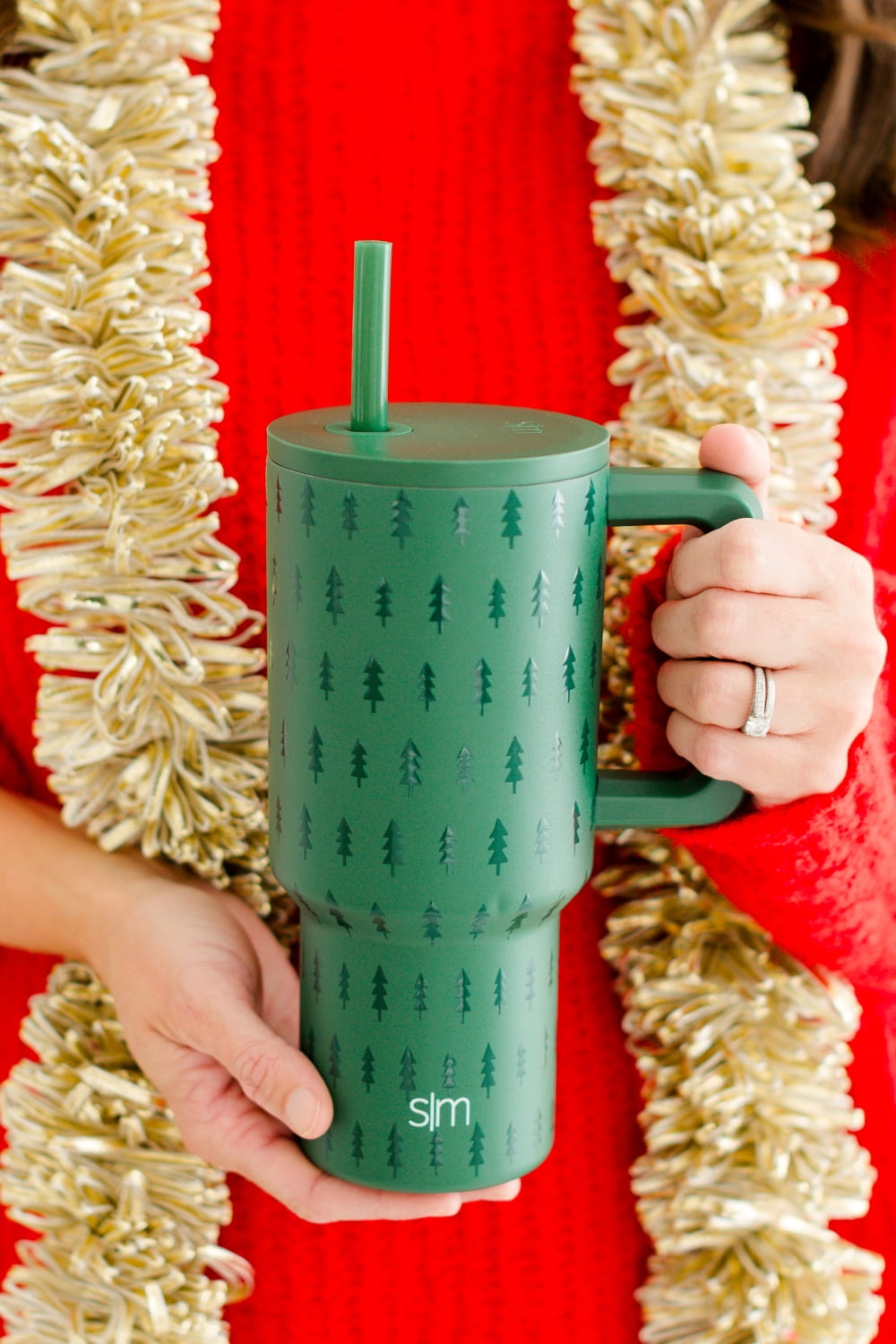 Simple Modern 30 fl oz Insulated Stainless Steel Trek Tumbler with Straw Lid | Seaglass Sage and Cream Checkmate C690C