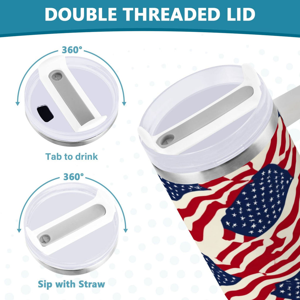 40 oz Insulated Stainless Steel Tumbler Double Wall Stainless Steel Tumbler with 2-Way Drinking Flags Abstract Design C607G