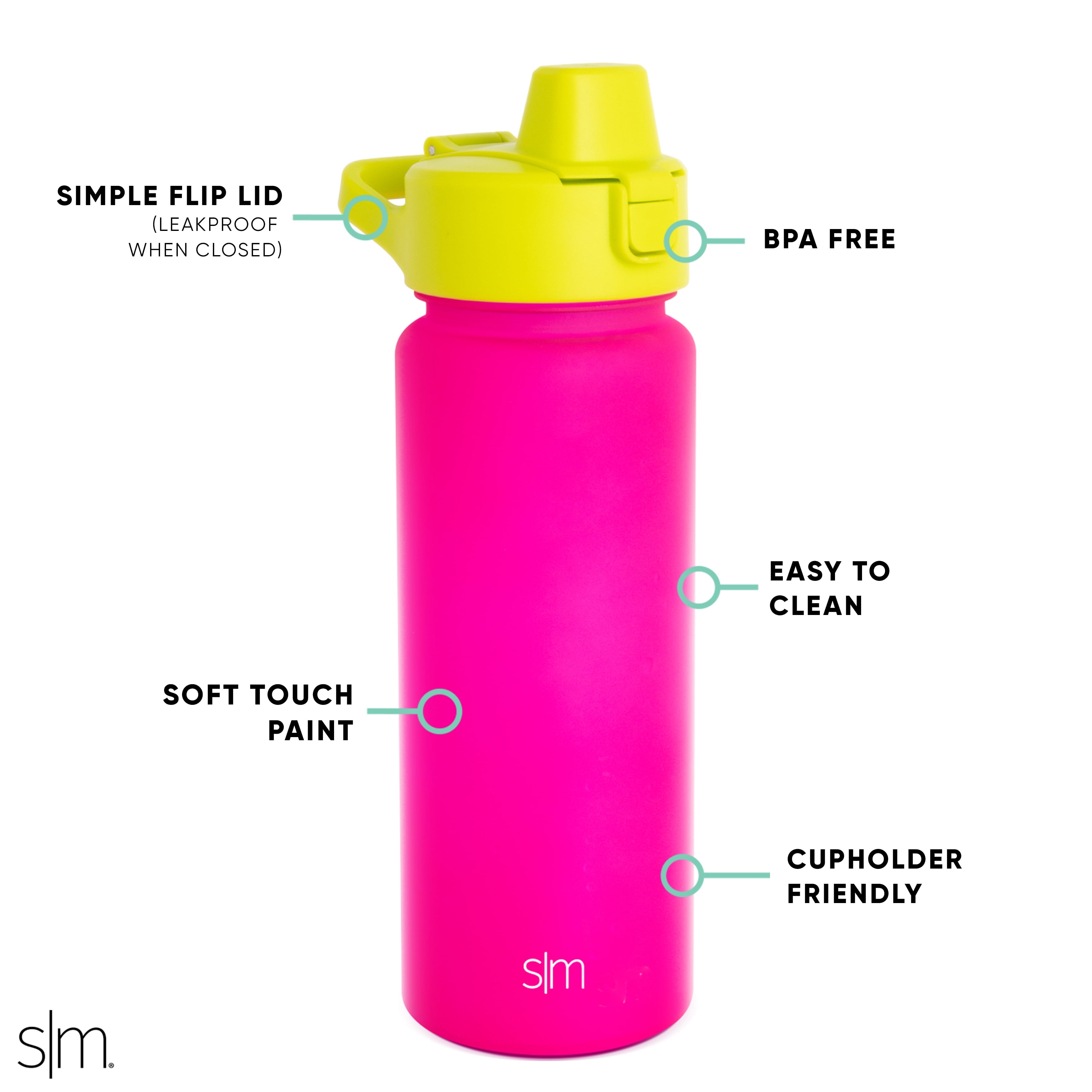 Simple Modern 22 fl oz Reusable Tritan Summit Water Bottle with Silicone Straw Lid|Raspberry Chartreuse C405T