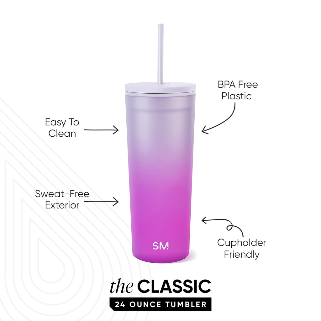 Simple Modern 24 fl oz Double Wall Plastic Classic Tumbler with Straw|Opalescent C393C