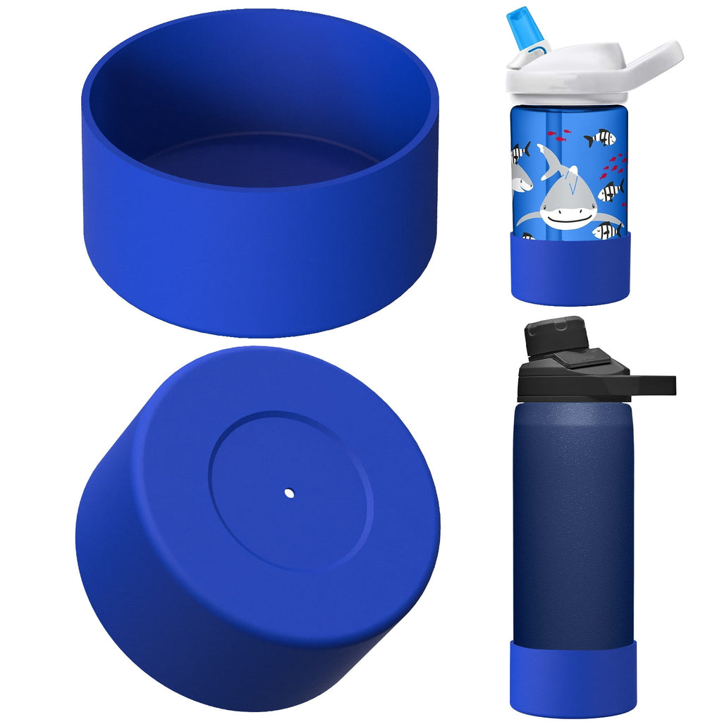 Linkidea 2 Pack Water Bottle Boot Compatible with CamelBak Eddy+20oz/25oz, Chute Mag 20oz/25oz, Carry Cap, Silicone Anti-Slip Bottle Bottom Bumper Protector (Navy Blue) C388M