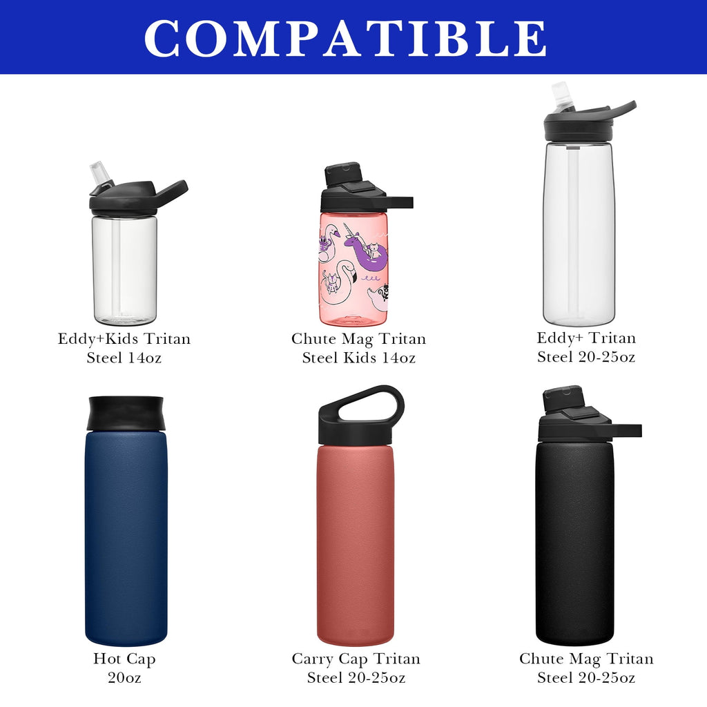 Linkidea 2 Pack Water Bottle Boot Compatible with CamelBak Eddy+20oz/25oz, Chute Mag 20oz/25oz, Carry Cap, Silicone Anti-Slip Bottle Bottom Bumper Protector (Navy Blue) C388M