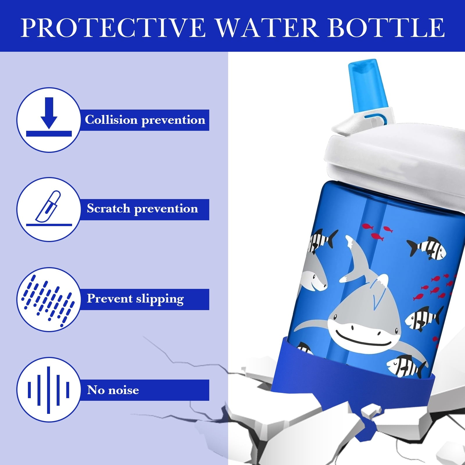 Linkidea 2 Pack Water Bottle Boot Compatible with CamelBak Eddy+20oz/25oz, Chute Mag 20oz/25oz, Carry Cap, Silicone Anti-Slip Bottle Bottom Bumper Protector (Navy Blue) C388M