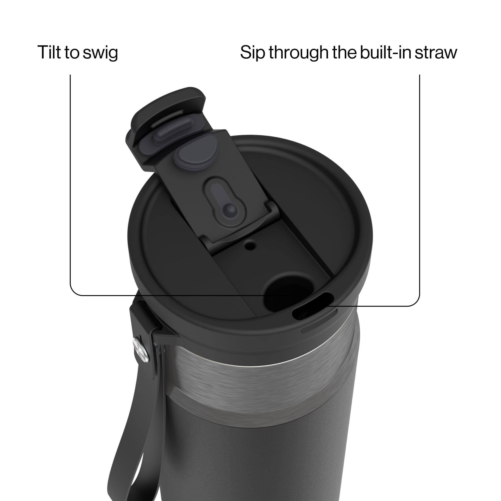 Contigo DualSip Leakproof Stainless Steel Reusable Water Bottle Tumbler with Carrying Strap, Cream/Champagne, 24 oz C011V