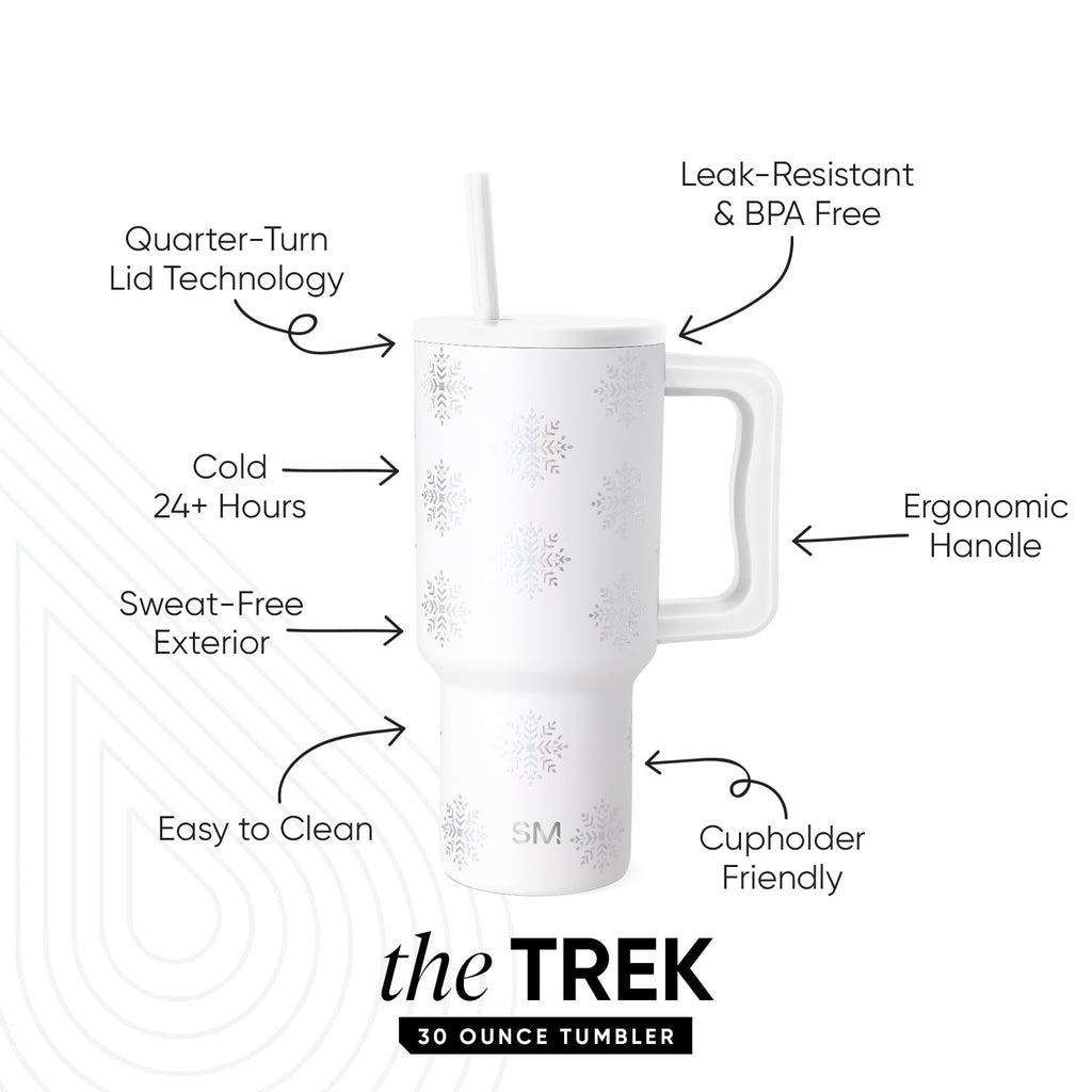 Simple Modern 30 fl oz Insulated Stainless Steel Trek Tumbler with Straw Lid | Seaglass Sage and Cream Checkmate C690C