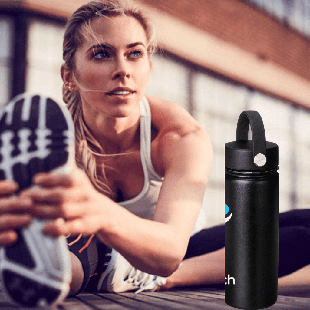 NuRich Sports Water Bottle - 18 Oz, Vacuum Insulated Stainless Steel, Modern Double Walled, Simple Thermo Modern Mug, Hydro Metal Canteen Flask Wide Mouth with Sweat Proof Design for Cold &amp; Hot Temp C684W