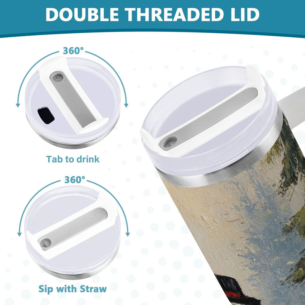 40 oz Insulated Stainless Steel Tumbler Double Wall Stainless Steel Tumbler with 2-Way Drinking Moody Snowman Couple C671U