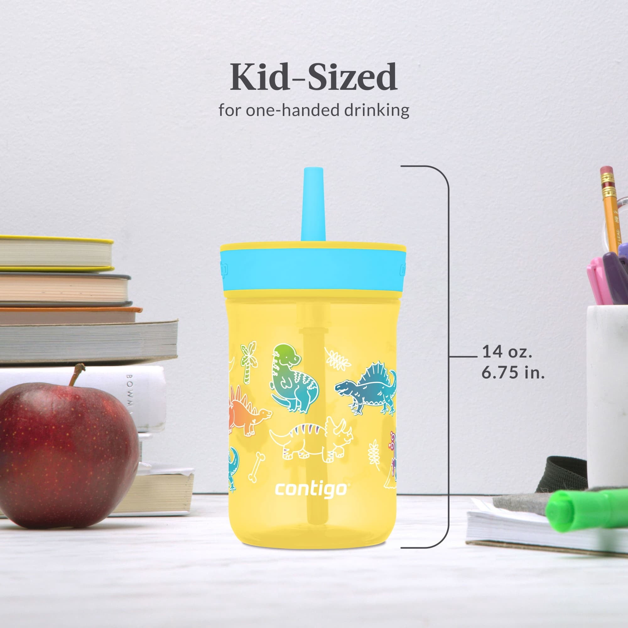 Contigo Kids Leighton Spill-Proof Tumbler with Straw, 14 oz, Yellow C080G