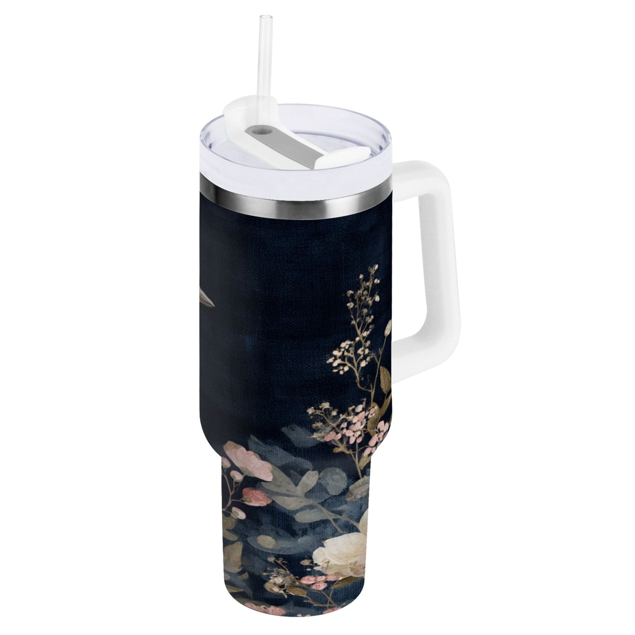 30 oz Insulated Stainless Steel Tumbler Double Wall Stainless Steel Tumbler with 2-Way Drinking Watercolor Vintage Blue Bird C466V