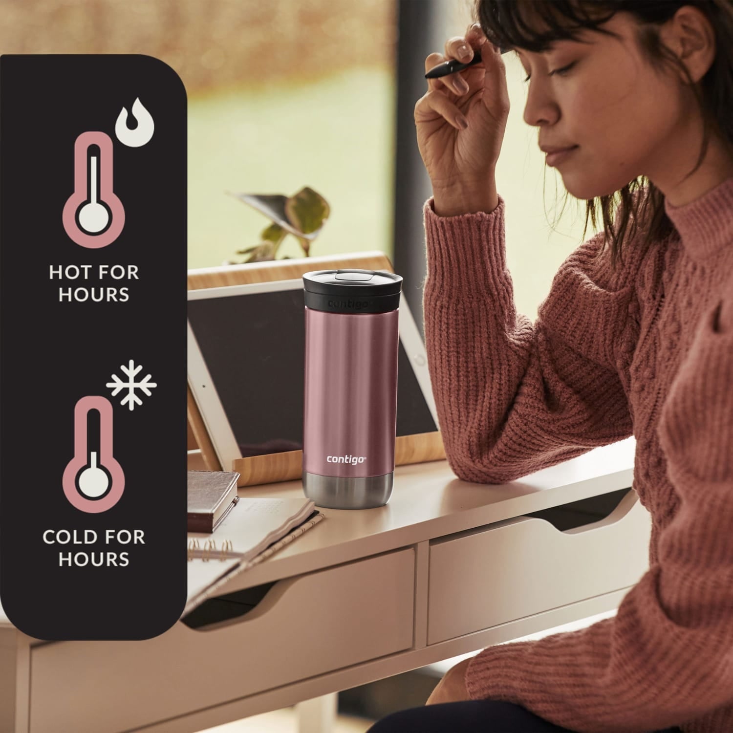 Contigo 16 oz. Huron 2.0 SnapSeal Stainless Steel Travel Mug - Licorice C001J