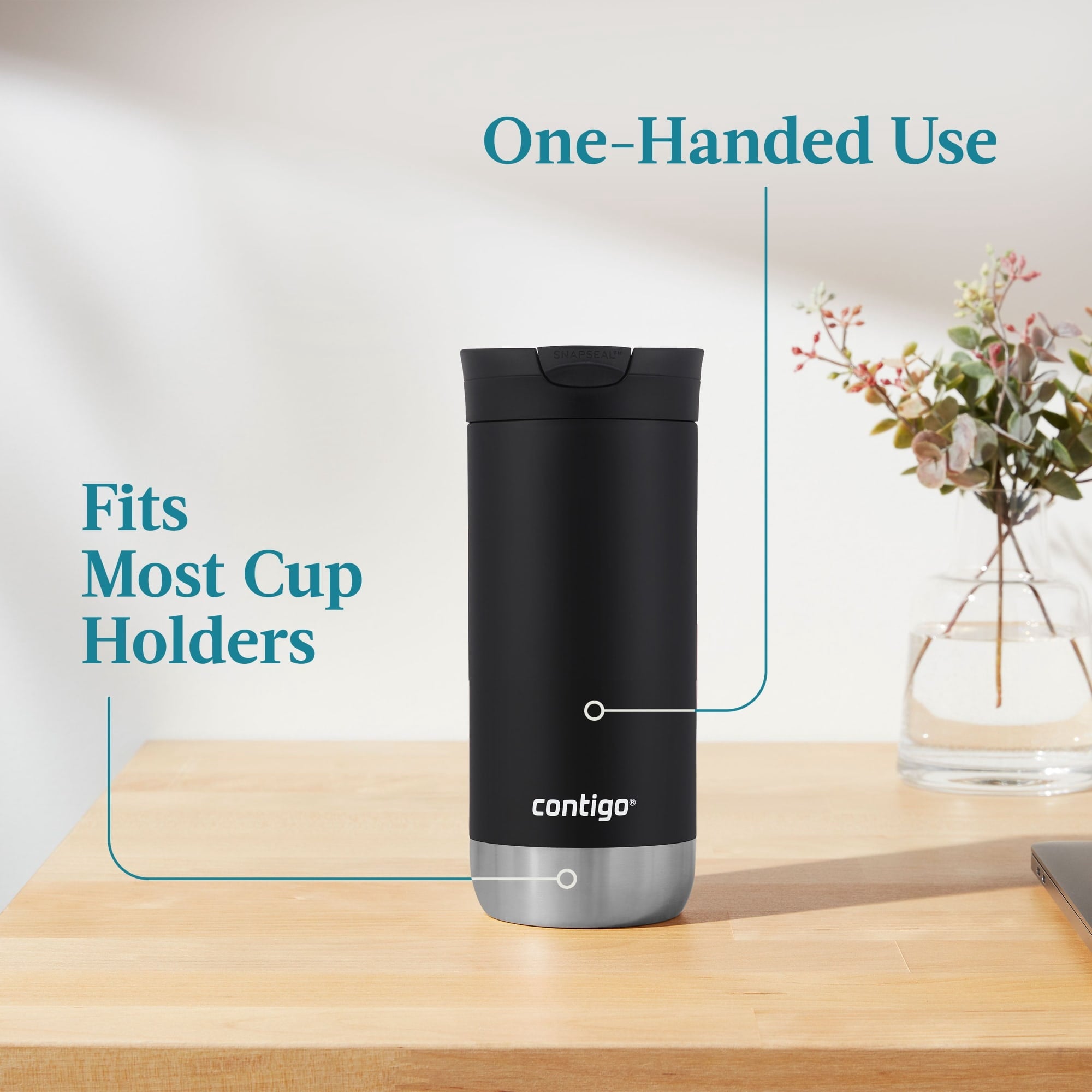 Contigo 16 oz. Huron 2.0 SnapSeal Stainless Steel Travel Mug - Licorice C001J