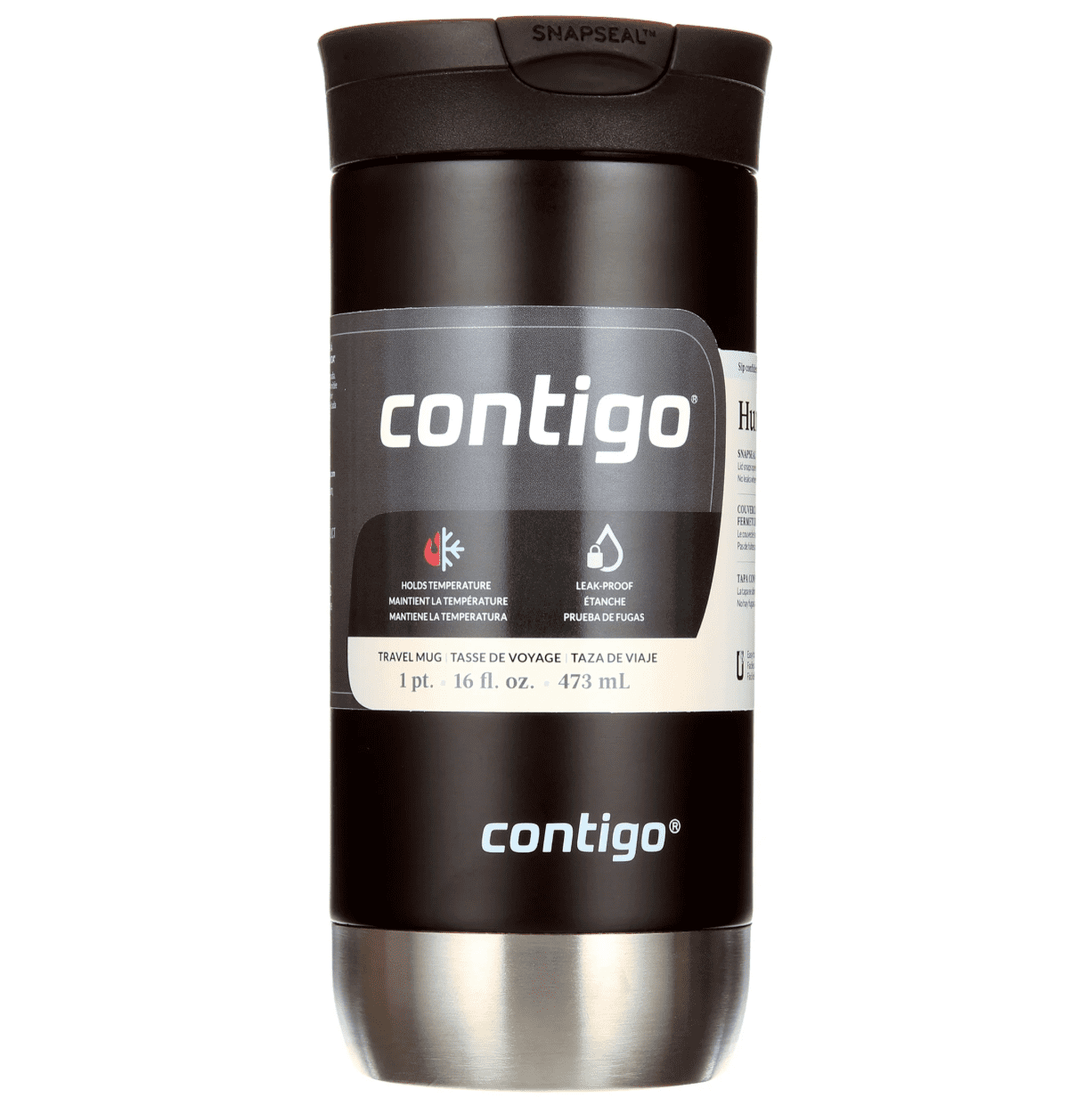 Contigo 16 oz. Huron 2.0 SnapSeal Stainless Steel Travel Mug - Licorice C001J