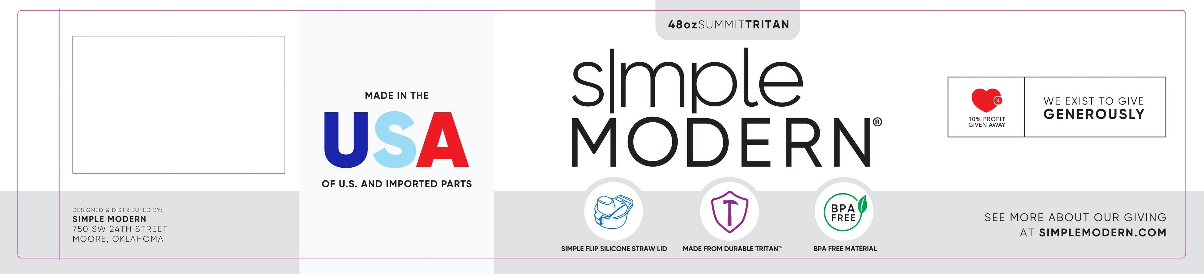 Simple Modern 48 fl oz Reusable Tritan Summit Water Bottle with Silicone Straw Lid|Raspberry Vibes C412B