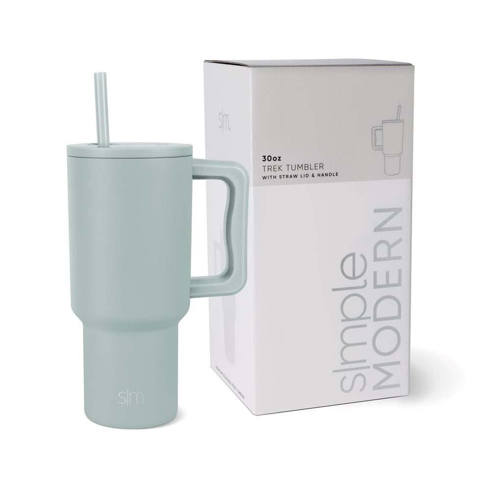 Simple Modern 30 fl oz Insulated Stainless Steel Trek Tumbler with Straw Lid | Cream Leopard C408Y