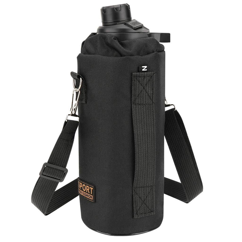 Linkidea Sports Water Bottle Carrier with Strap Compatible with Nalgene Sustain Tritan 48oz, CamelBak Chute Mag 50oz, Thick Waterbottle Cooler Bag Holder Shoulder Strap, Black C216G