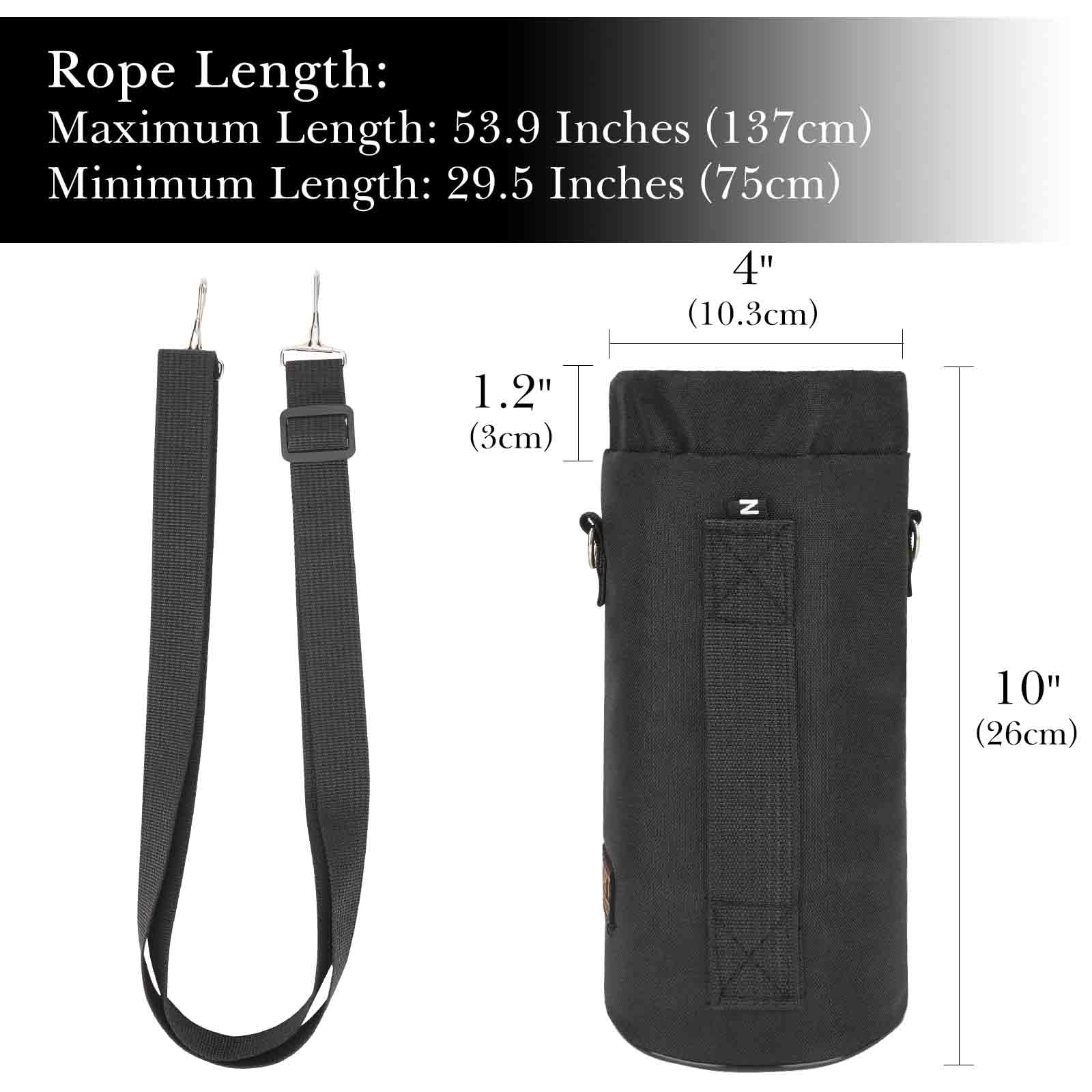 Linkidea Sports Water Bottle Carrier with Strap Compatible with Nalgene Sustain Tritan 48oz, CamelBak Chute Mag 50oz, Thick Waterbottle Cooler Bag Holder Shoulder Strap, Black C216G