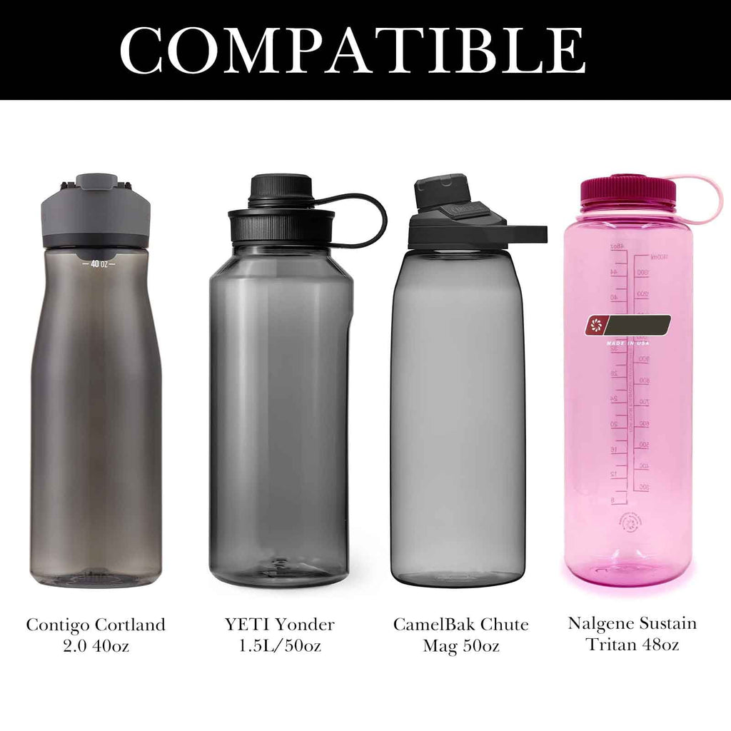 Linkidea Sports Water Bottle Carrier with Strap Compatible with Nalgene Sustain Tritan 48oz, CamelBak Chute Mag 50oz, Thick Waterbottle Cooler Bag Holder Shoulder Strap, Black C216G