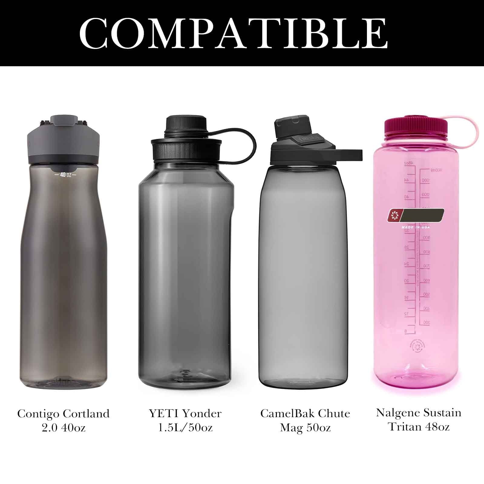 Linkidea Sports Water Bottle Carrier with Strap Compatible with Nalgene Sustain Tritan 48oz, CamelBak Chute Mag 50oz, Thick Waterbottle Cooler Bag Holder Shoulder Strap, Black C216G