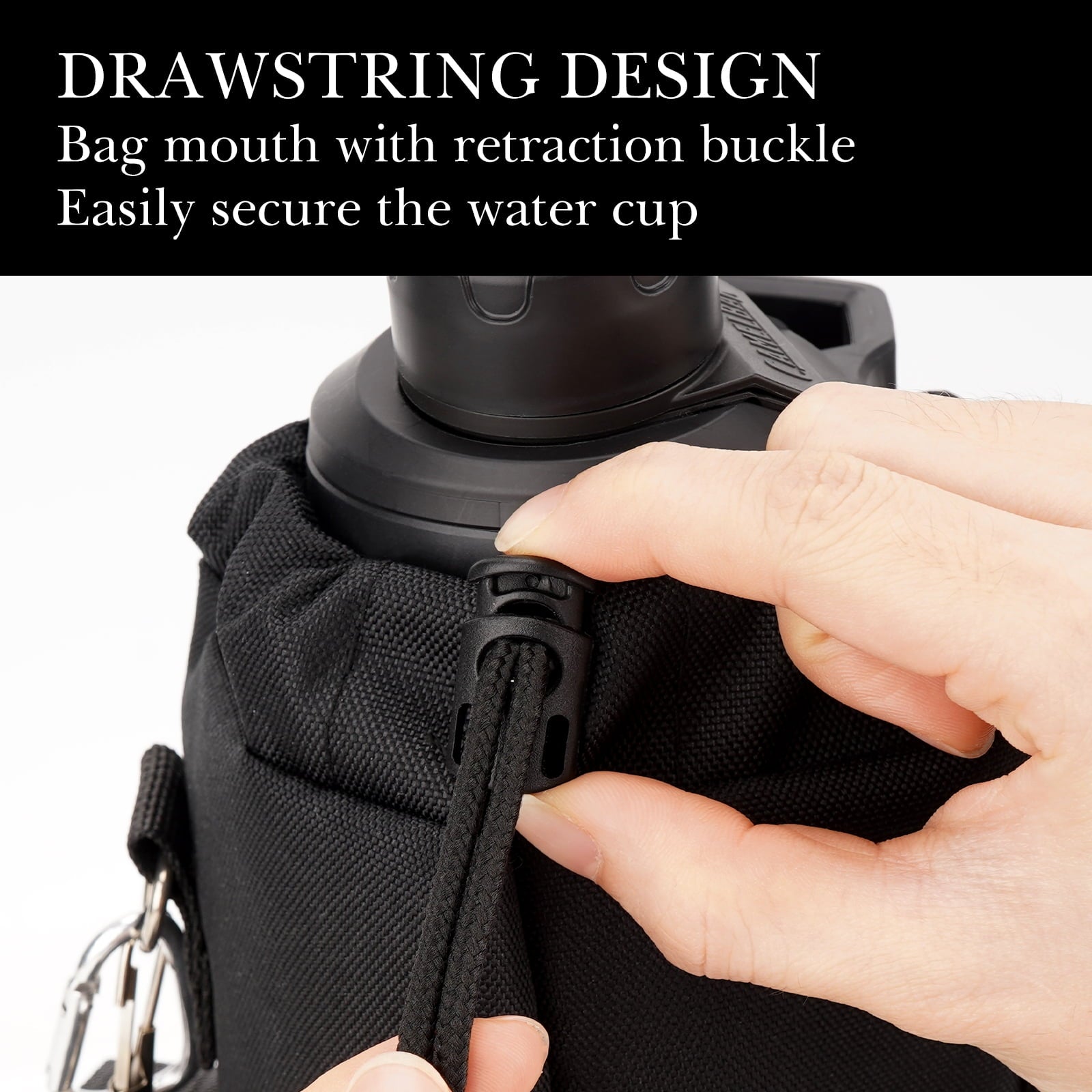 Linkidea Sports Water Bottle Carrier with Strap Compatible with Nalgene Sustain Tritan 48oz, CamelBak Chute Mag 50oz, Thick Waterbottle Cooler Bag Holder Shoulder Strap, Black C216G