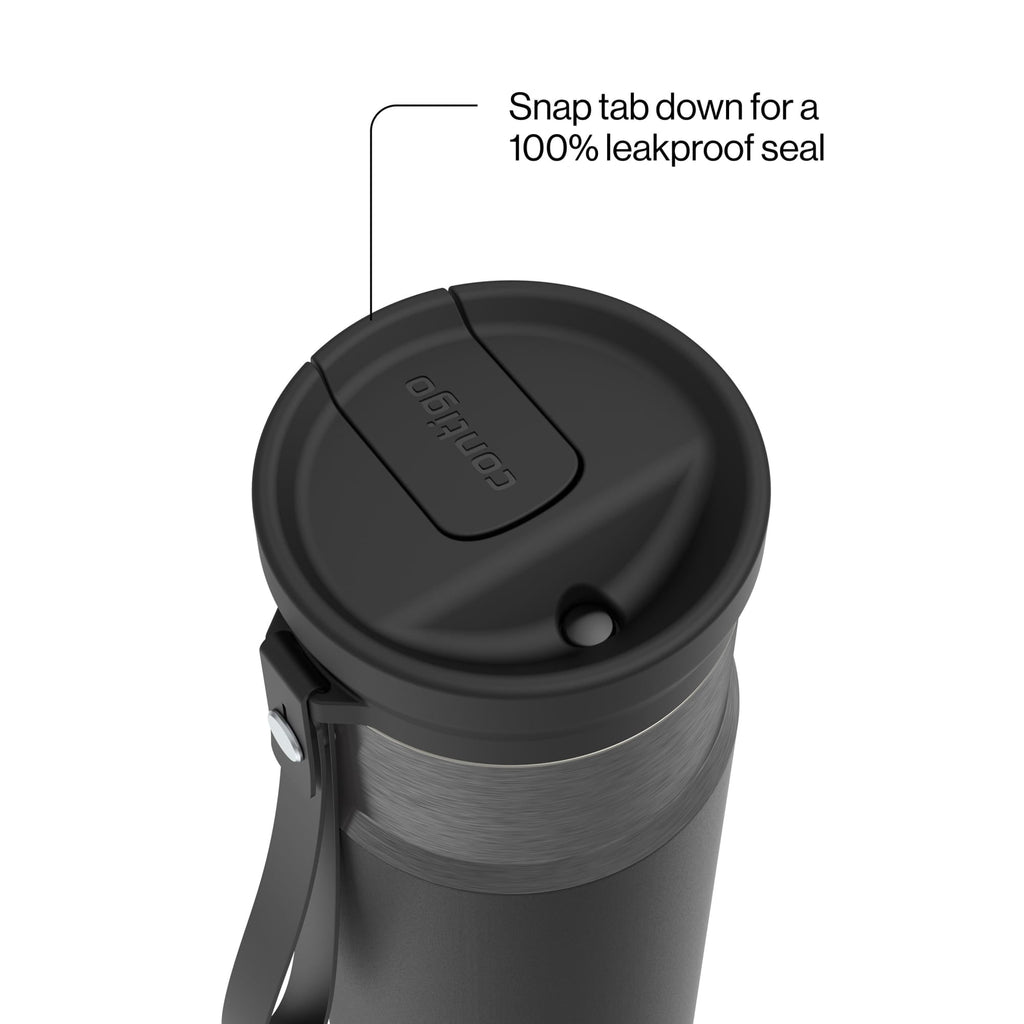 Contigo SnapSeal Leakproof Stainless Steel Reusable Water Bottle with Carrying Strap, Dark Blue/Bronze, 24 oz C024M